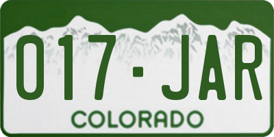 CO license plate 017JAR