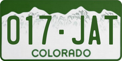 CO license plate 017JAT