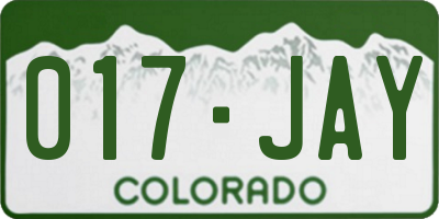 CO license plate 017JAY