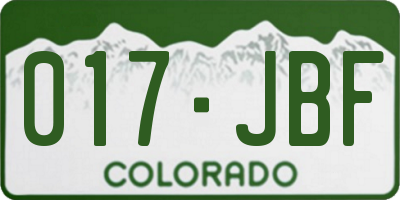 CO license plate 017JBF
