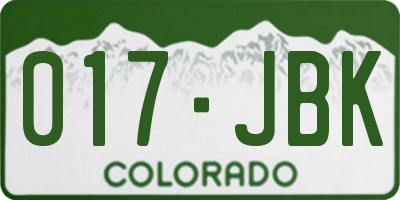 CO license plate 017JBK