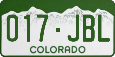 CO license plate 017JBL