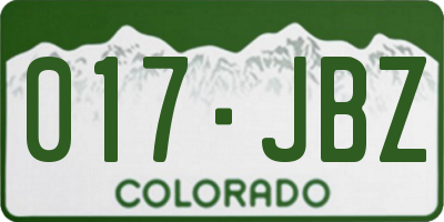 CO license plate 017JBZ