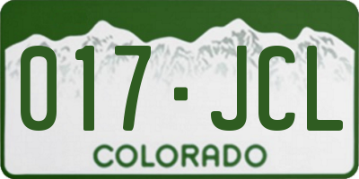 CO license plate 017JCL