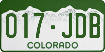CO license plate 017JDB