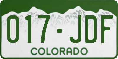CO license plate 017JDF