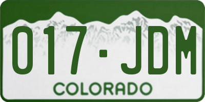 CO license plate 017JDM