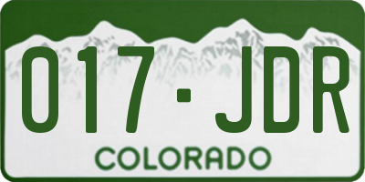 CO license plate 017JDR