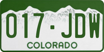 CO license plate 017JDW