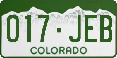 CO license plate 017JEB