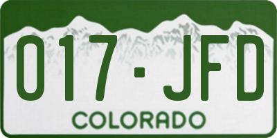 CO license plate 017JFD