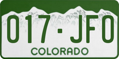 CO license plate 017JFO