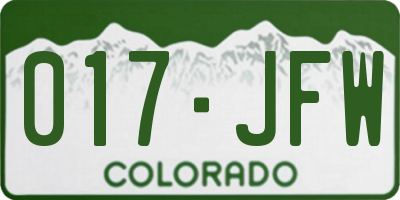 CO license plate 017JFW