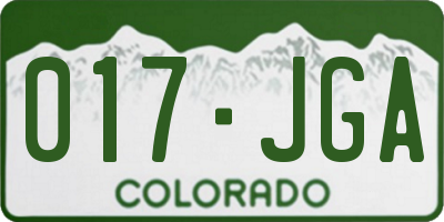 CO license plate 017JGA