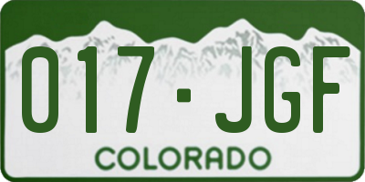 CO license plate 017JGF