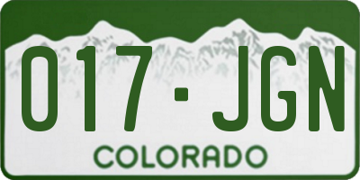 CO license plate 017JGN
