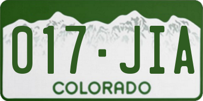 CO license plate 017JIA