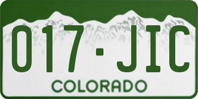 CO license plate 017JIC