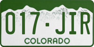 CO license plate 017JIR
