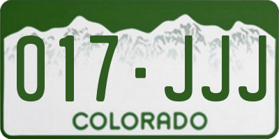 CO license plate 017JJJ