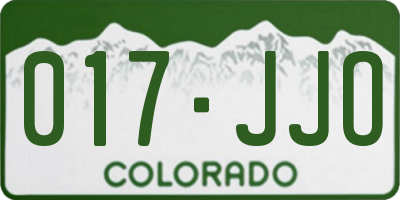 CO license plate 017JJO