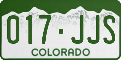 CO license plate 017JJS