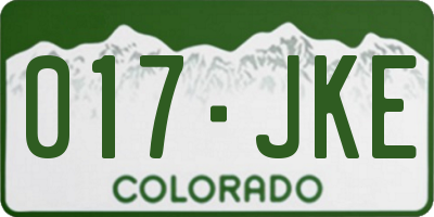 CO license plate 017JKE