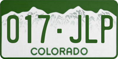 CO license plate 017JLP