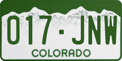 CO license plate 017JNW