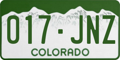 CO license plate 017JNZ