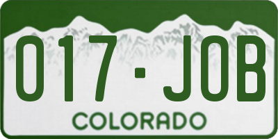 CO license plate 017JOB