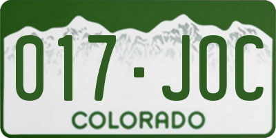 CO license plate 017JOC