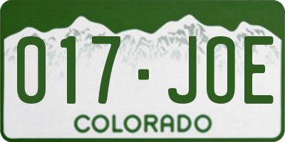 CO license plate 017JOE