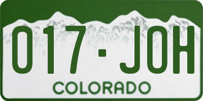 CO license plate 017JOH