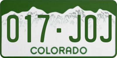 CO license plate 017JOJ
