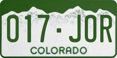 CO license plate 017JOR