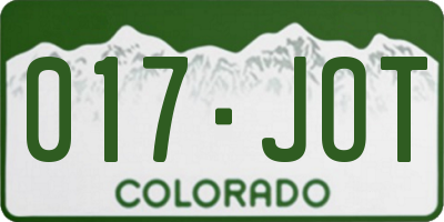 CO license plate 017JOT
