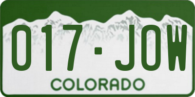 CO license plate 017JOW