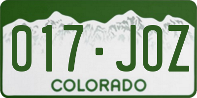 CO license plate 017JOZ