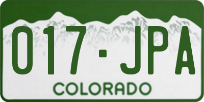 CO license plate 017JPA