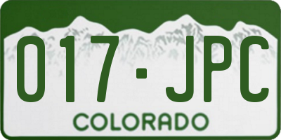 CO license plate 017JPC
