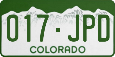 CO license plate 017JPD
