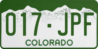 CO license plate 017JPF