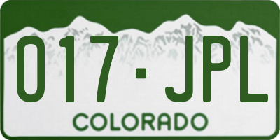 CO license plate 017JPL