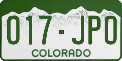 CO license plate 017JPO