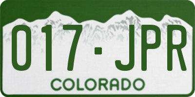 CO license plate 017JPR