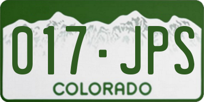 CO license plate 017JPS