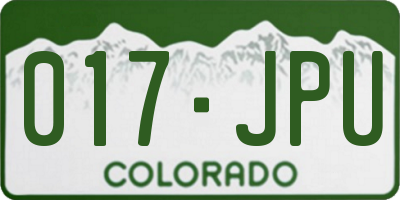 CO license plate 017JPU