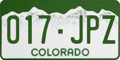 CO license plate 017JPZ