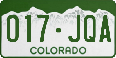 CO license plate 017JQA